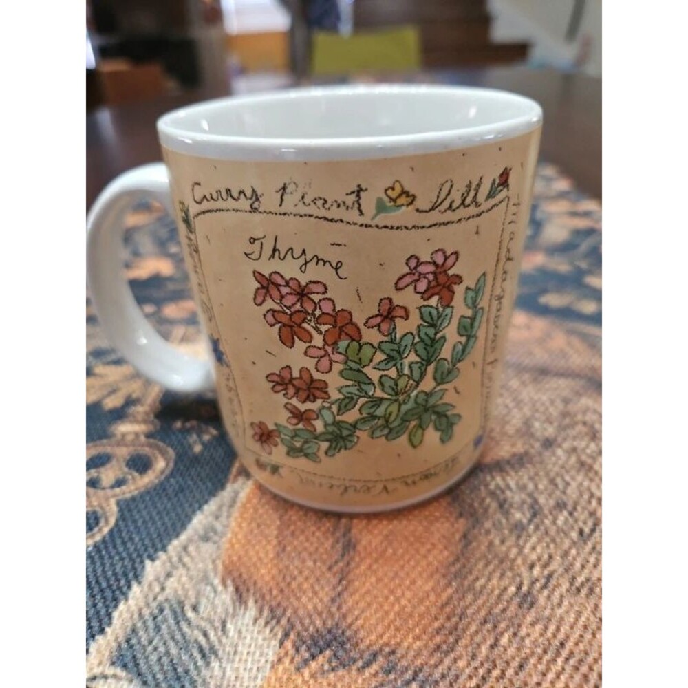 VTG Sakura Floral Sketches Coffee Mug y2k